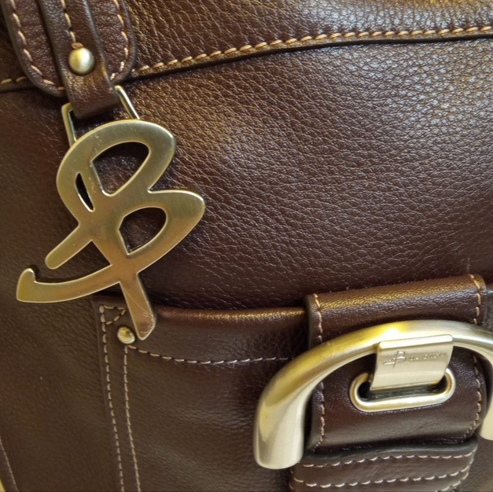 Bag B Makowsky Dark Brown Pebbled Leather Crossbody Shoulder Hand Bag - Picture 3 of 9